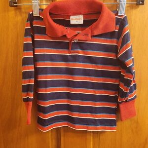 Vintage Health-tex Collared Polo Baby Toddler Long Sleeve Shirt Navy Red Stripe